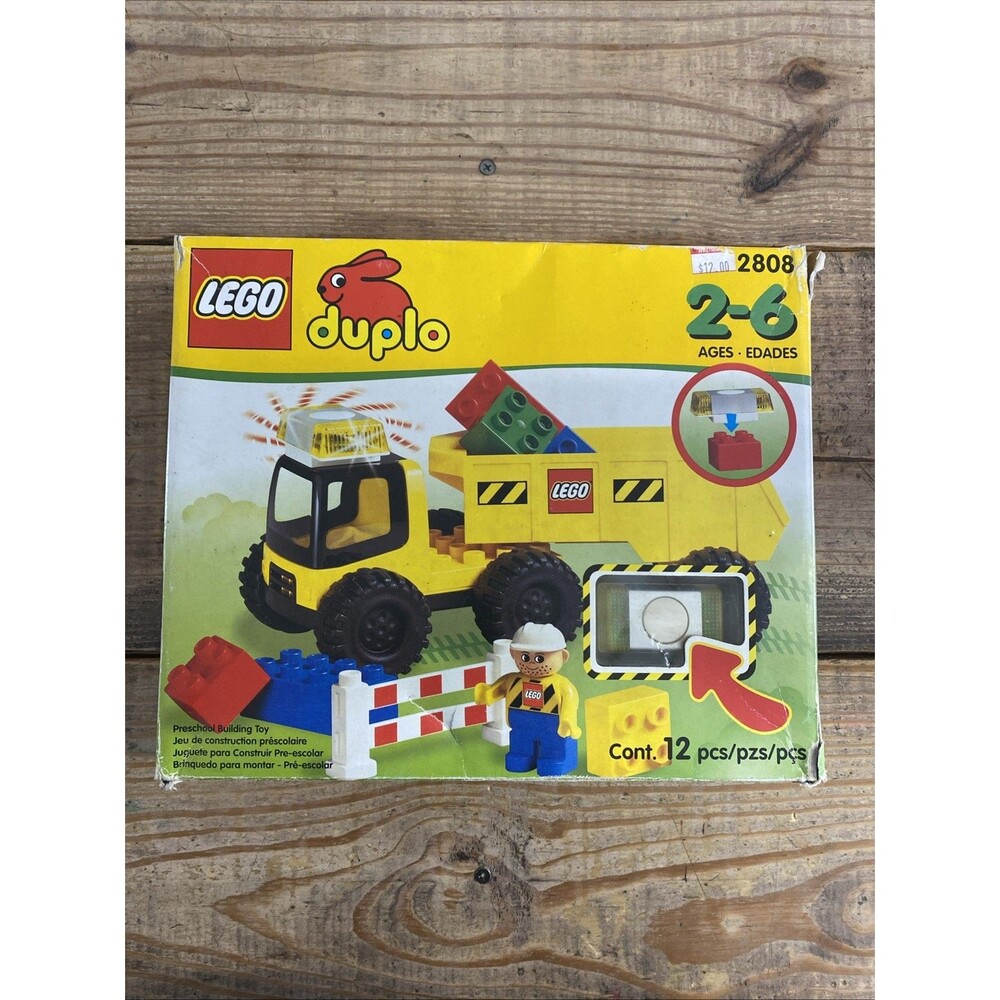 RARE Lego DUPLO 2808 Big Wheels Tipper Truck Working Lights 100% Complete In Box